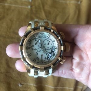 Invicta Bolt Reserve Collection 6951 White, Gold Accents, Mother of Pearl Face